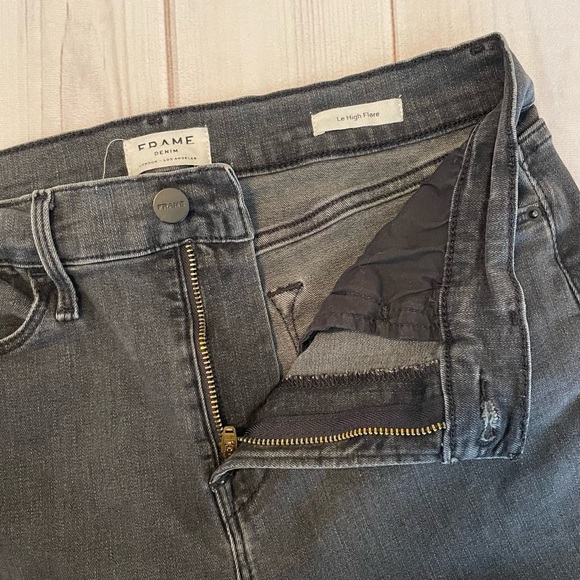 Frame Le High Flare Jeans Women’s 29 Black Gray Designer Money Denim Stretch - Picture 8 of 13